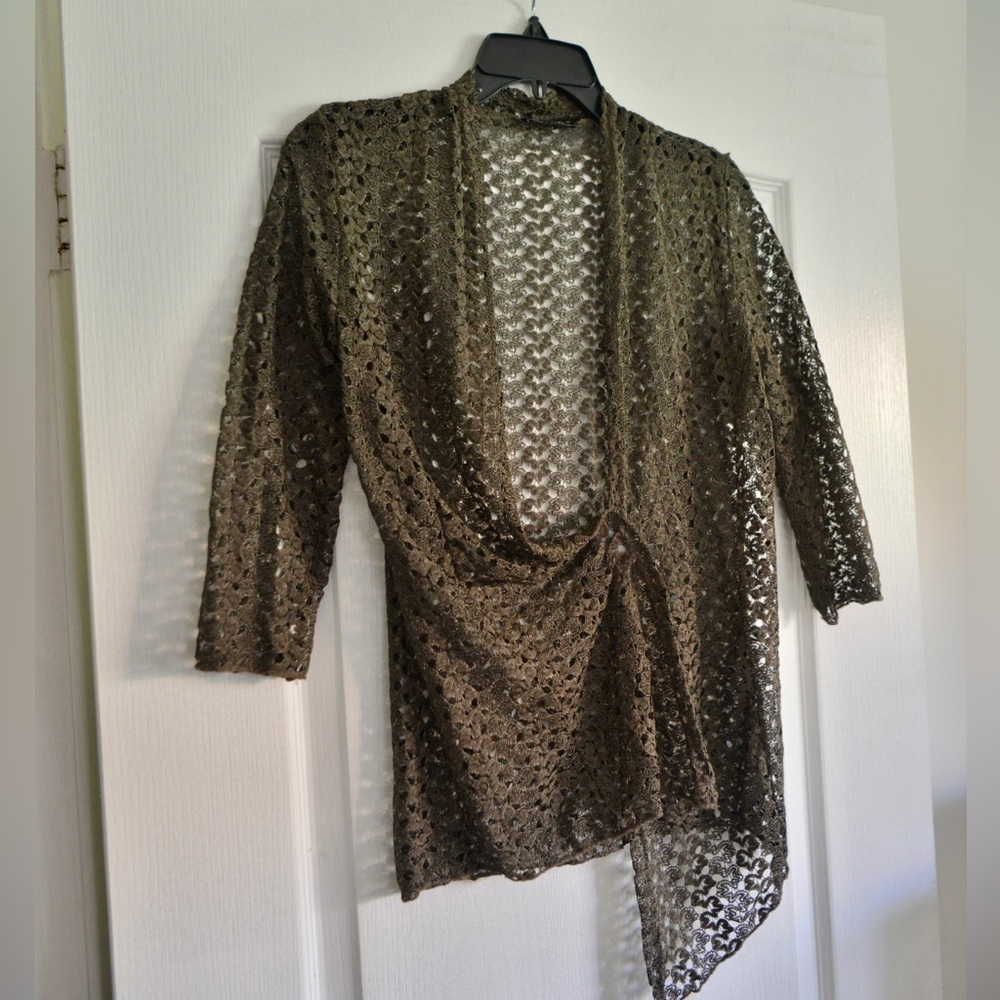 Hunter Green Lace Wrap Blouse